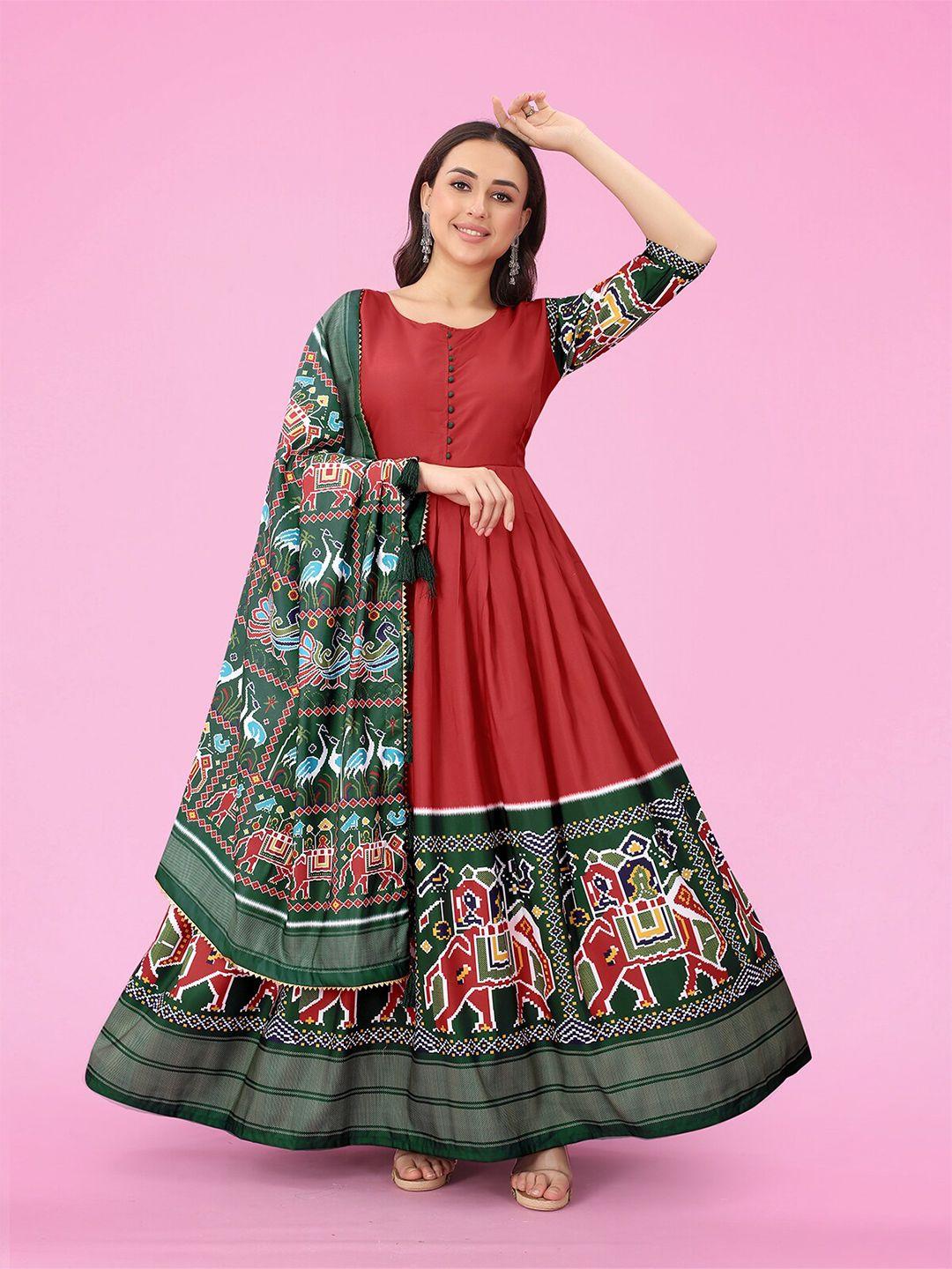 n n enterprise printed ethnic gown with dupatta