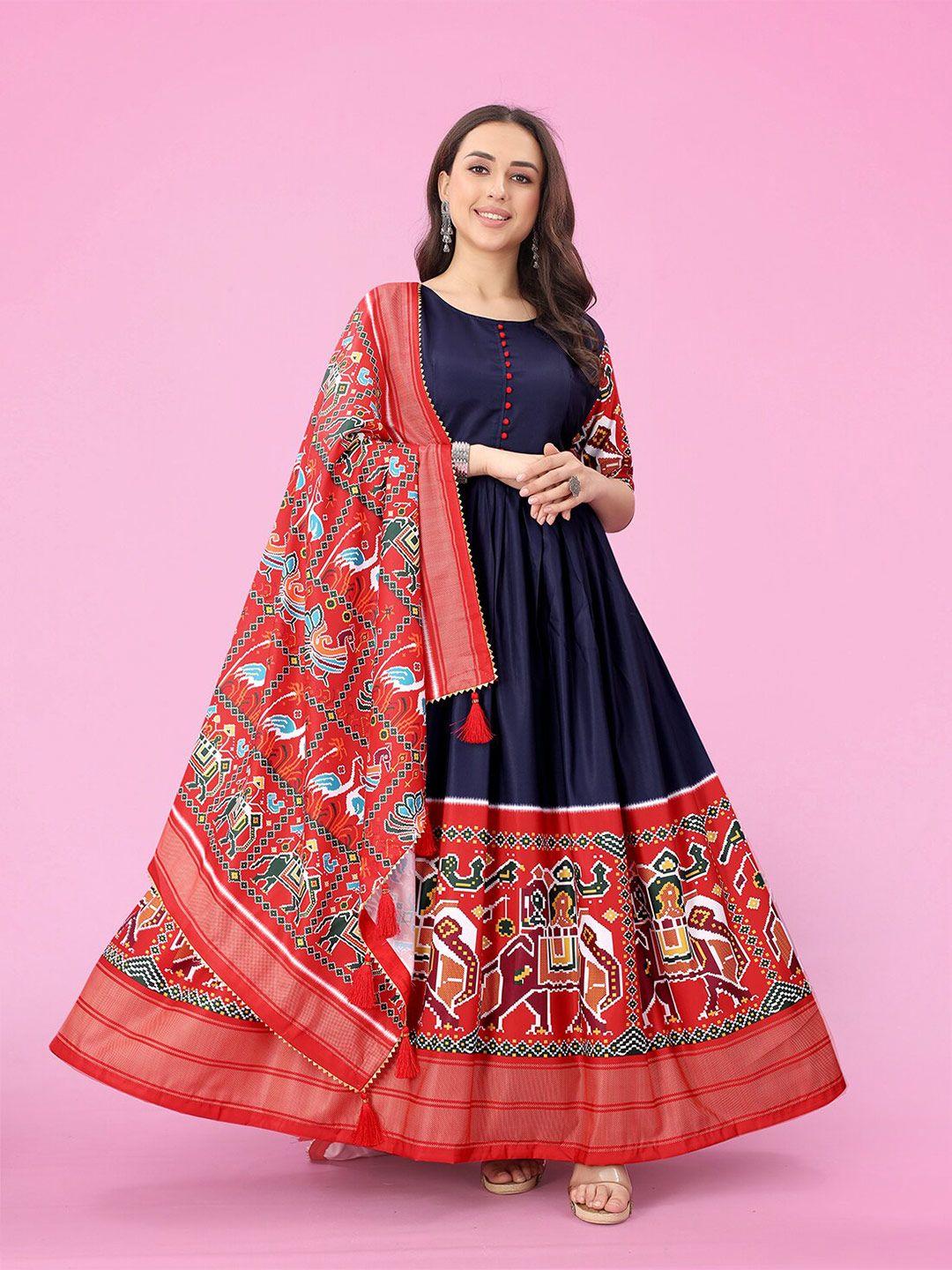 n n enterprise ethnic motifs printed ethnic gown with dupatta