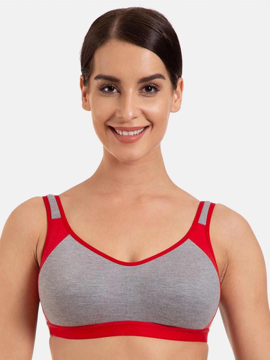 tweens colourblocked full coverage cotton workout sports bra