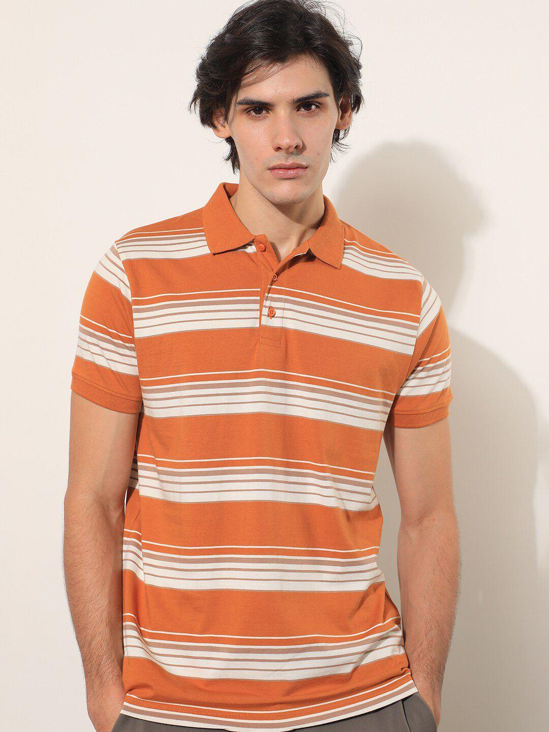 rare rabbit striped polo collar cotton slim fit t-shirt