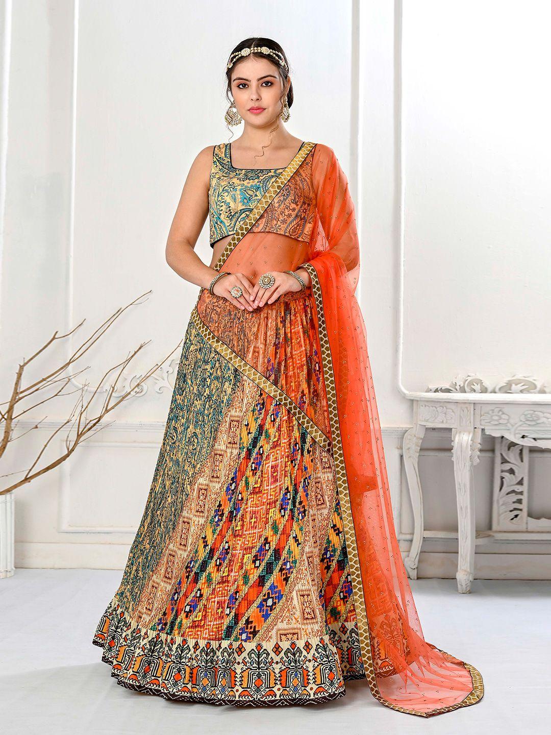 saptrangi printed ready to wear lehenga & blouse with dupatta