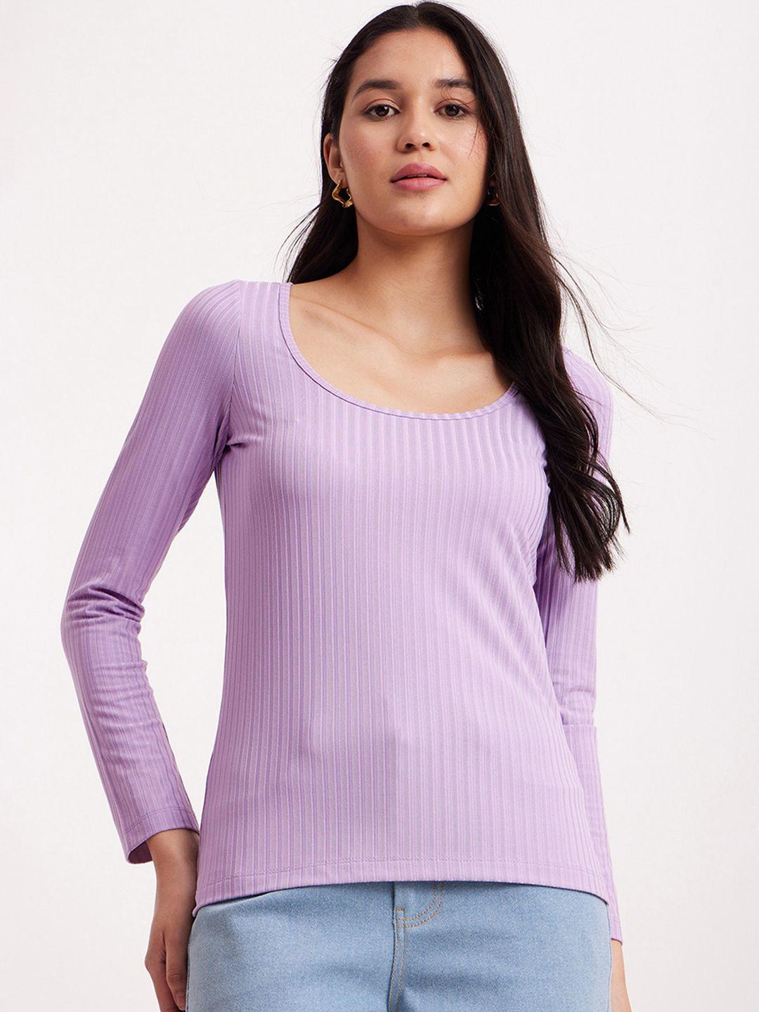 fablestreet scoop neck full sleeve ribbed top