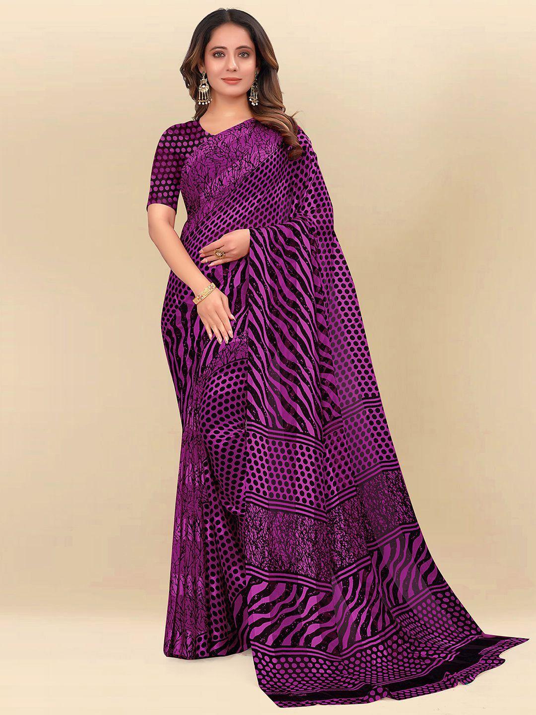 mitera purple & black leheriya poly chiffon saree