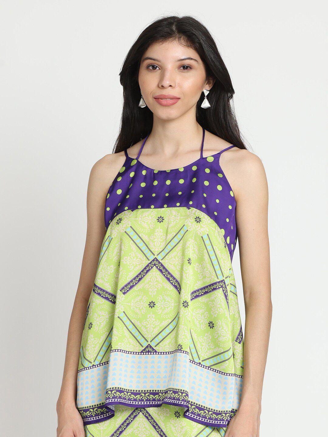 shaye geometric printed halter neck a-line top