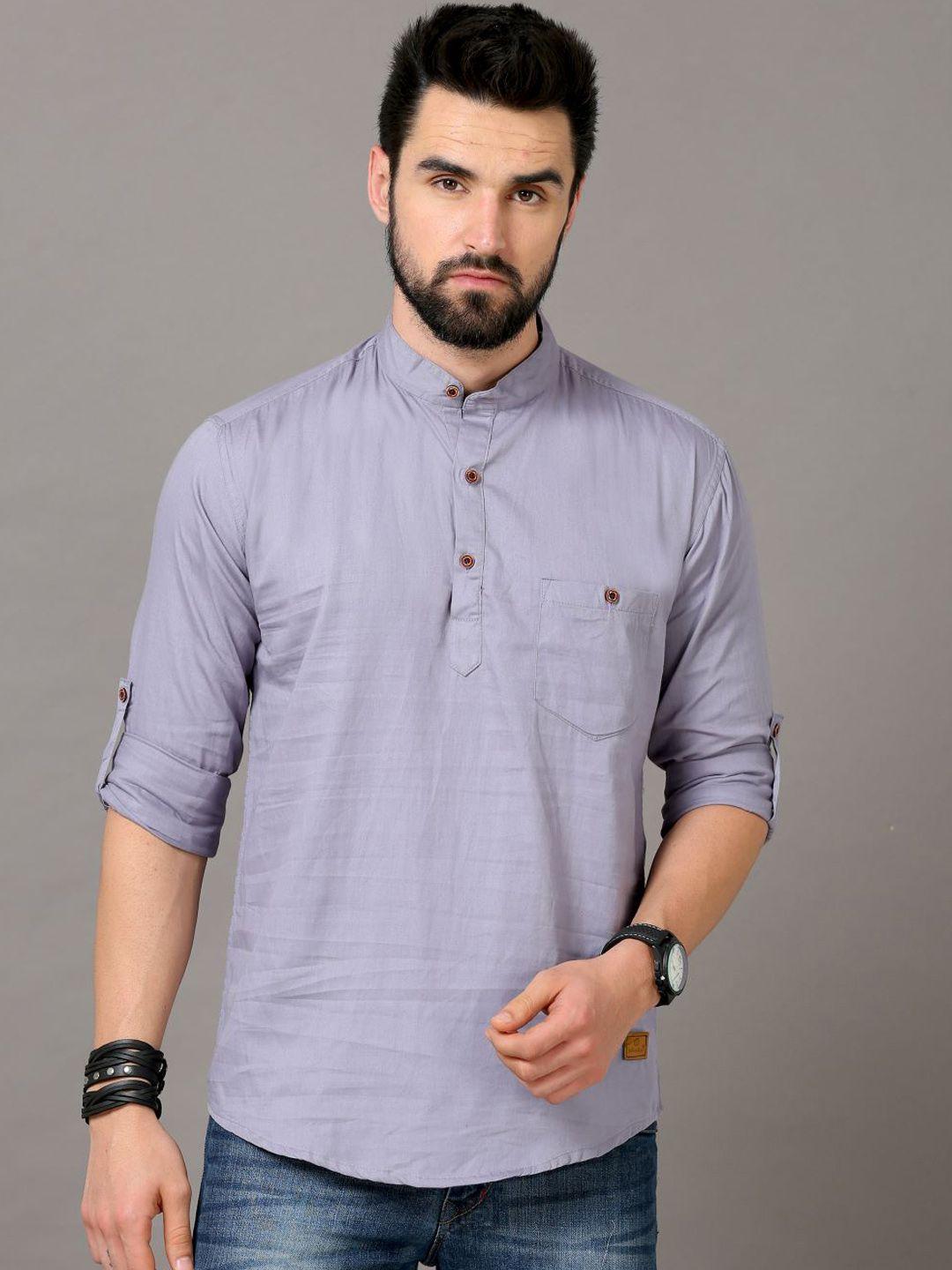 tallwalker mandarin collar roll-up sleeves straight kurta