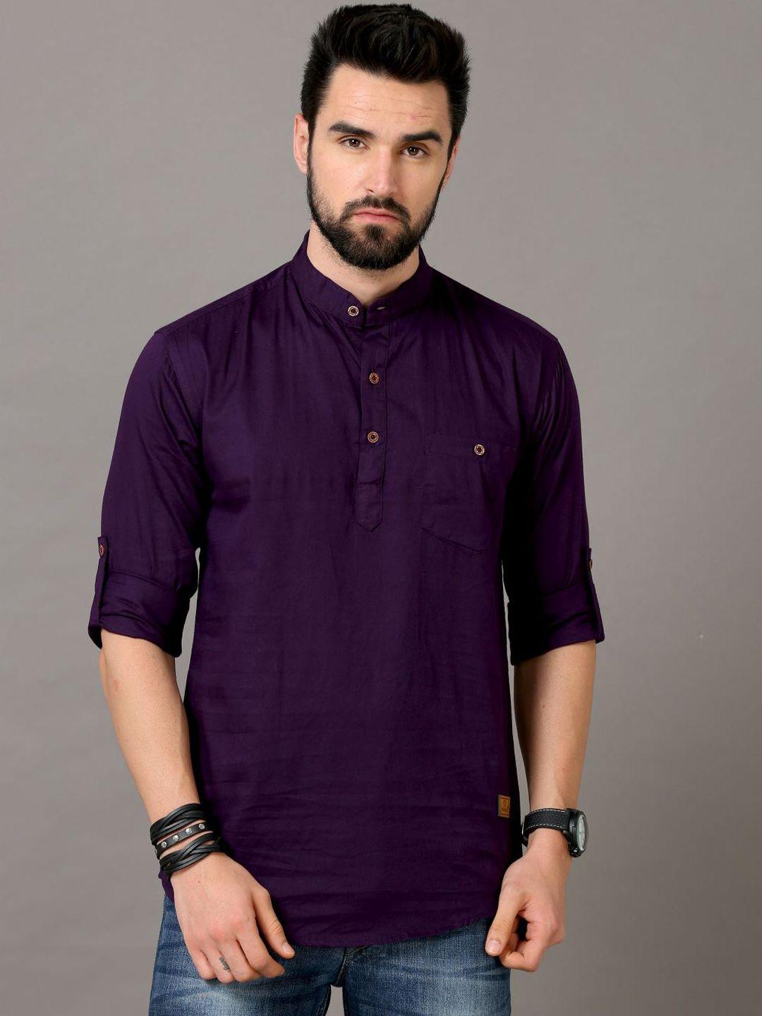 tallwalker mandarin collar roll-up sleeves straight kurta