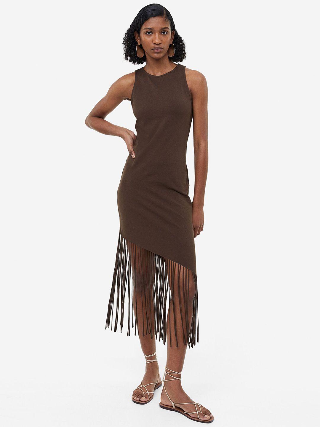 h&m fringe-trimmed dress