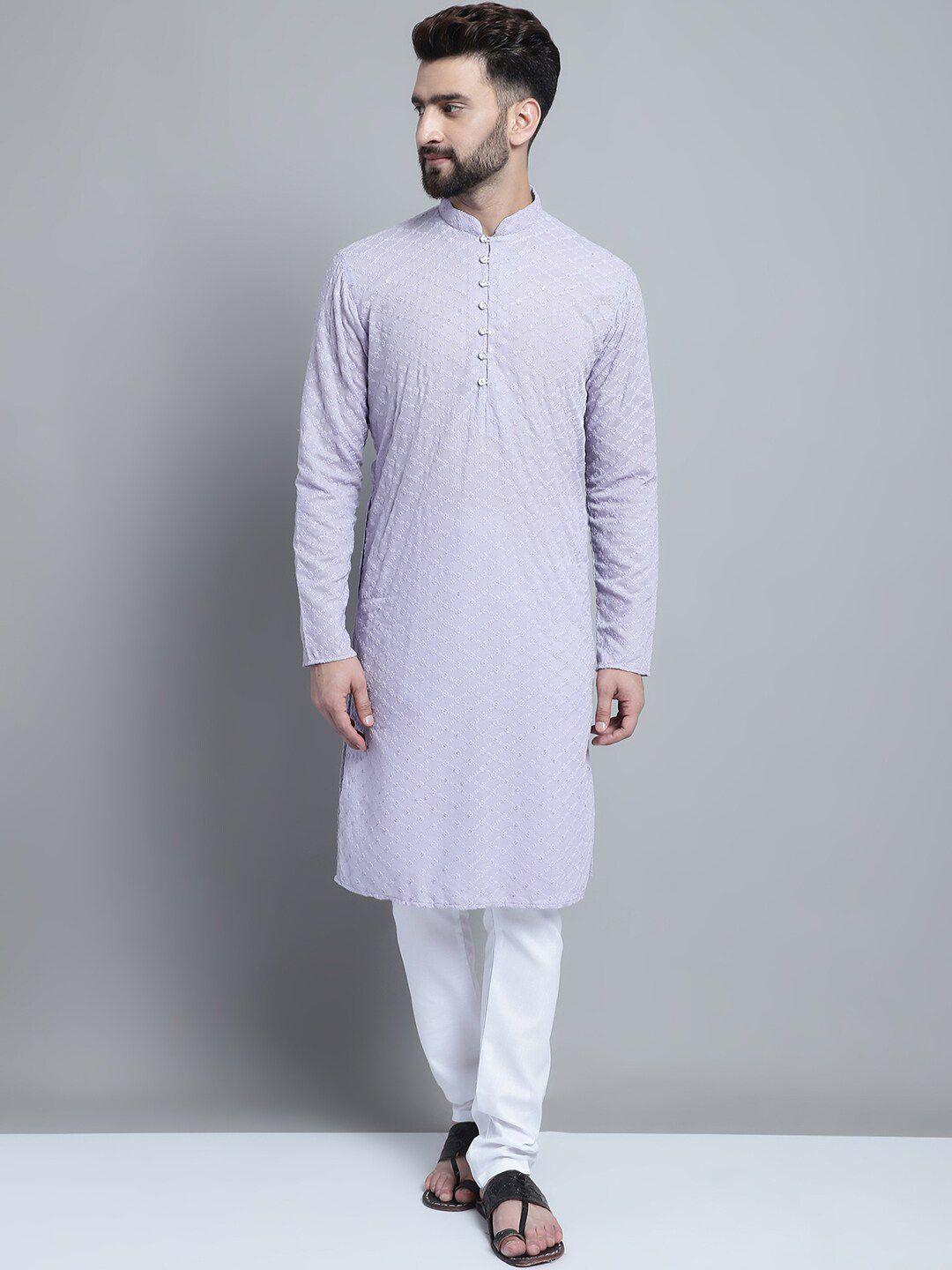 treemoda floral embroidered mandarin collar cotton straight kurta