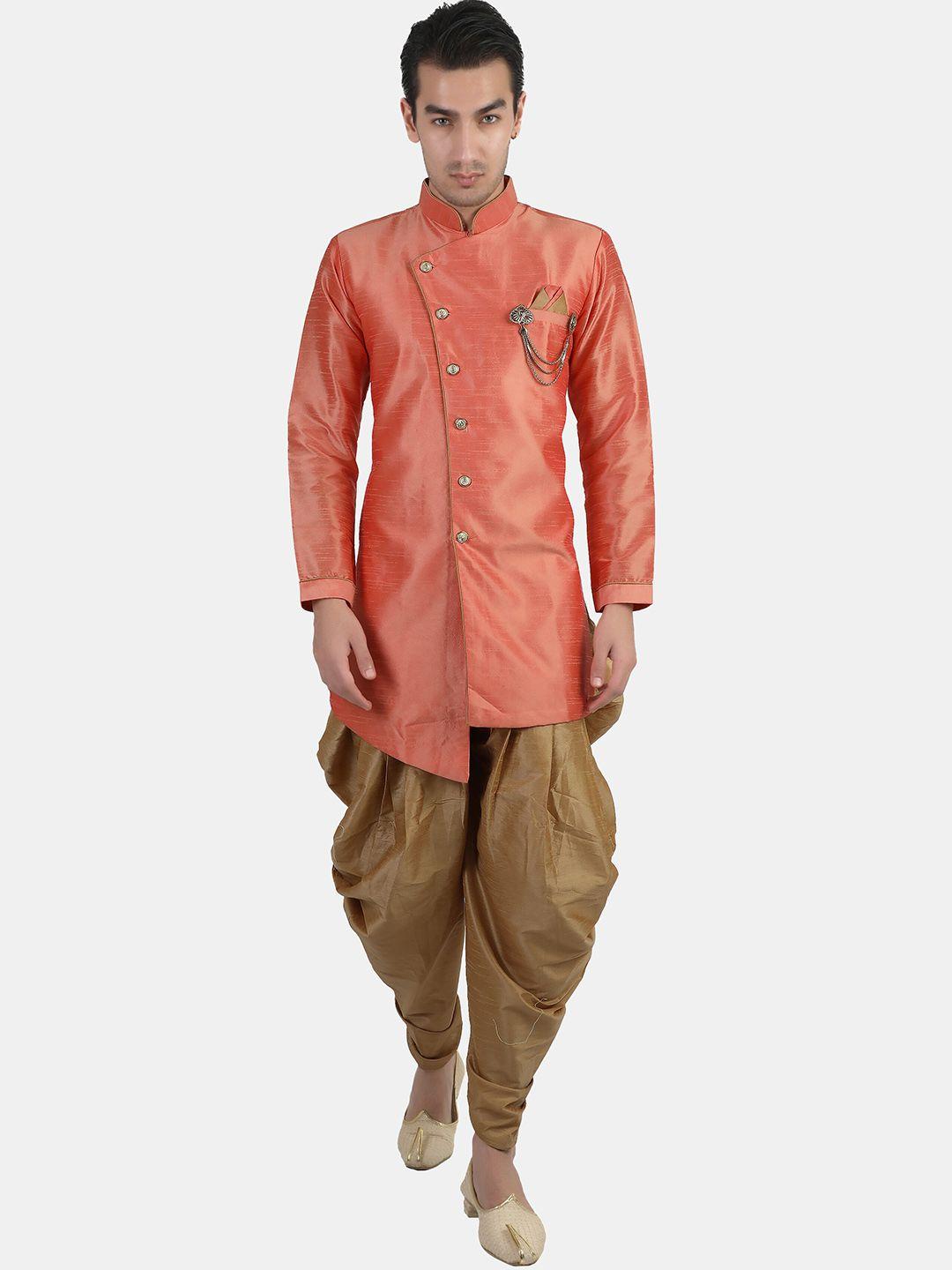 avaeta men mandarin collar dupion silk sherwani set