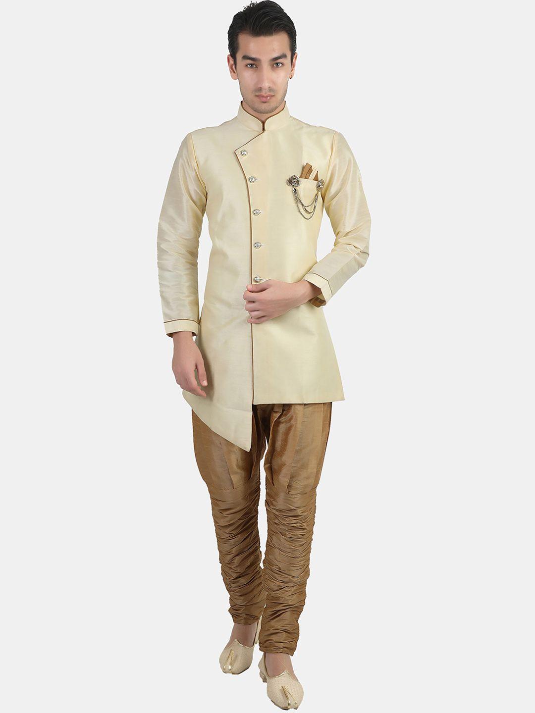 avaeta dupion silk sherwani with heram pant set