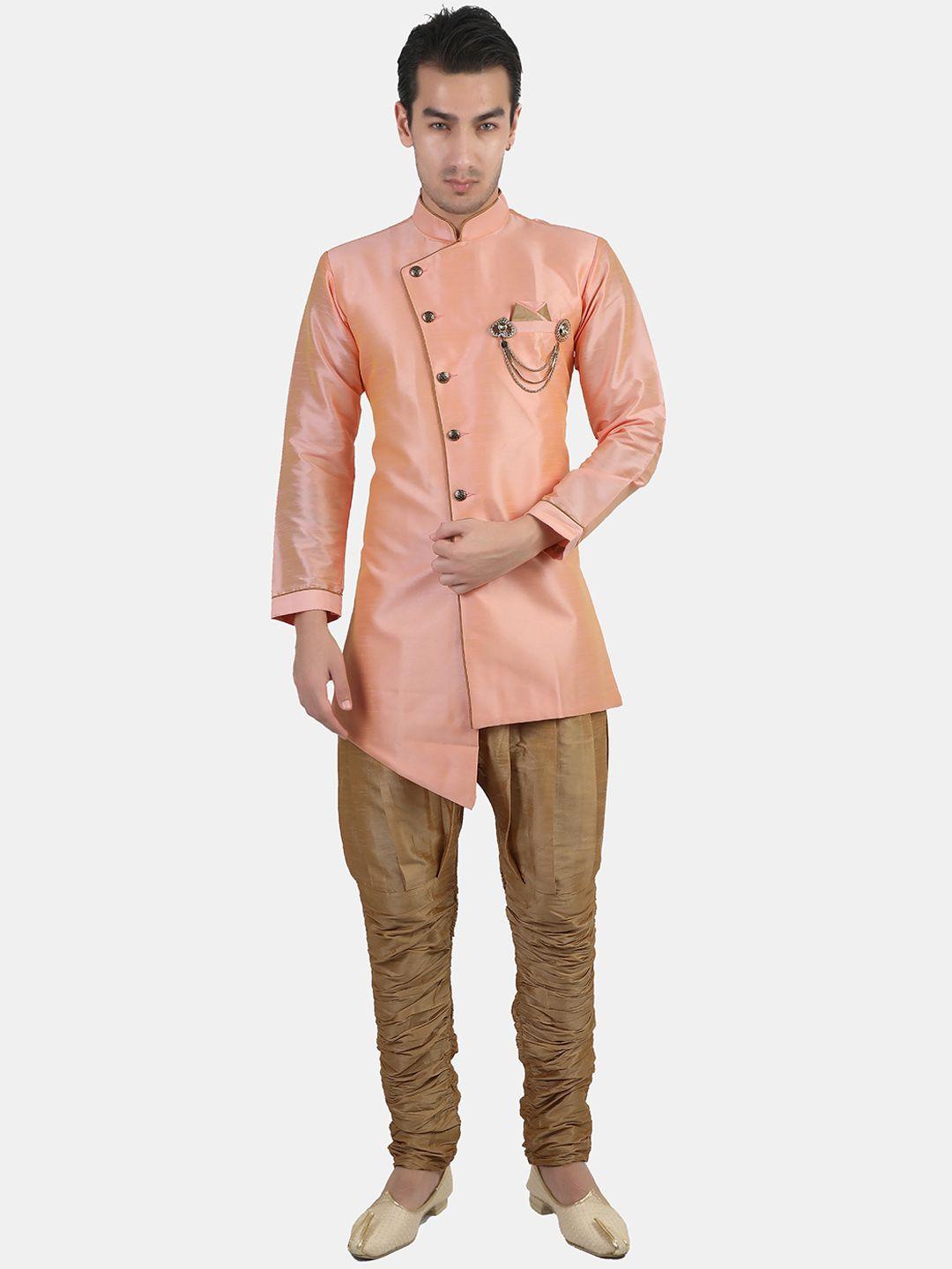 avaeta mandarin collar asymmetric sherwani with heram pant