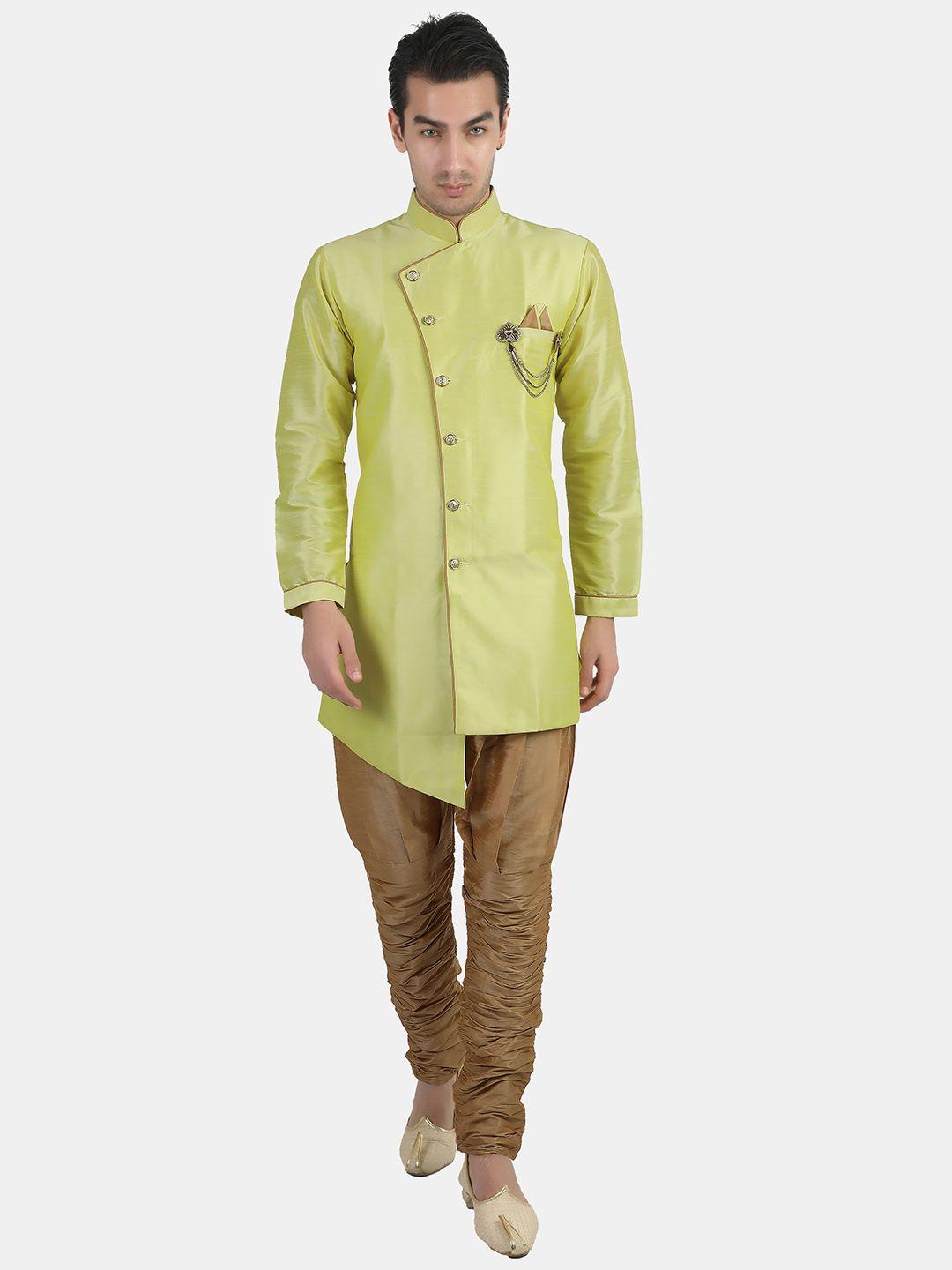 avaeta mandarin collar asymmetric sherwani with heram pant