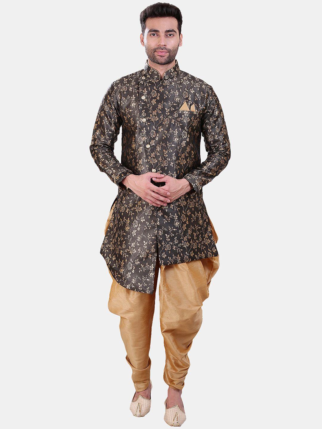 avaeta men floral printed jacquard sherwani with patiala