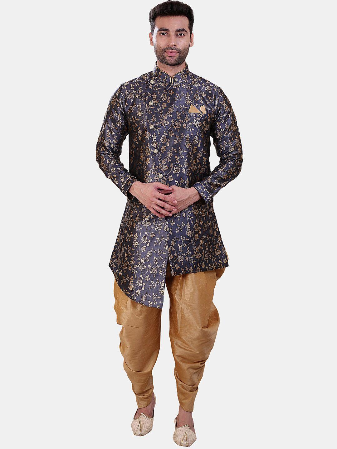 avaeta men floral printed jacquard sherwani with patiala