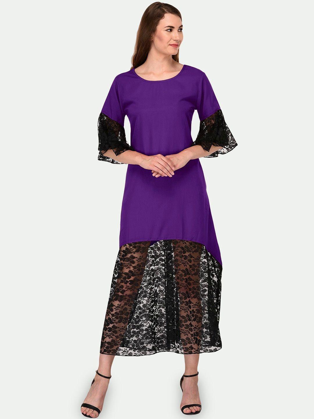 patrorna bell sleeve lace up a-line dress