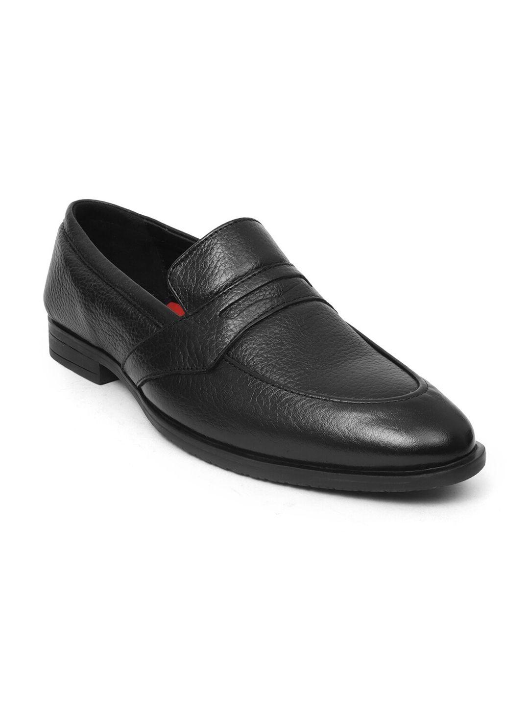 zoom shoes men black textured leather loafers