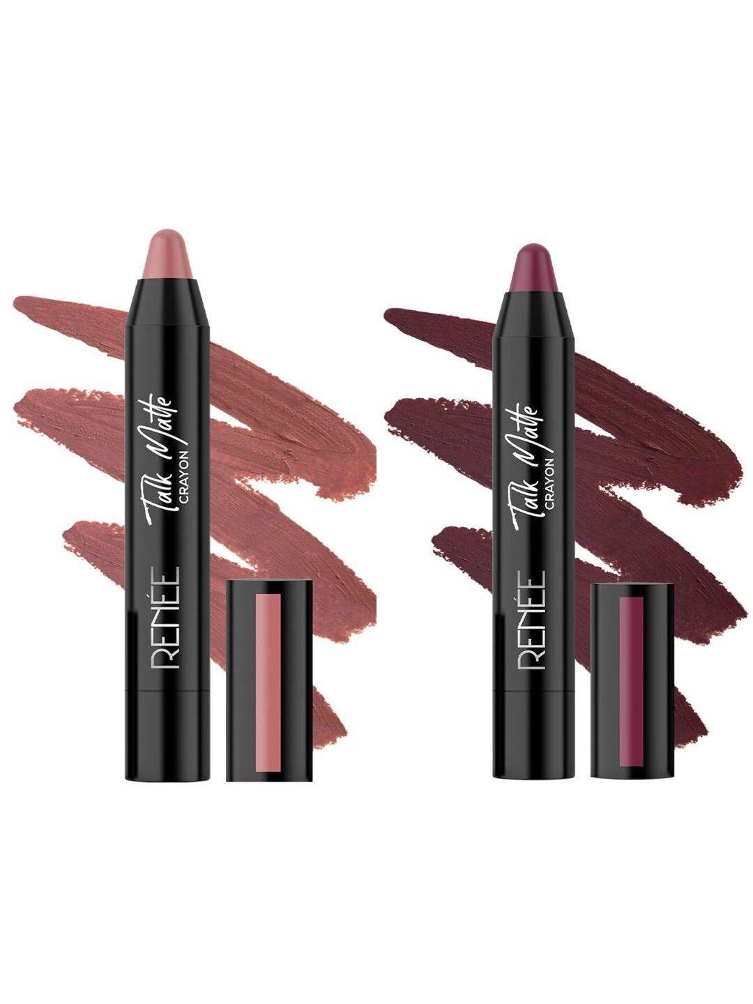 renee set of 2 talk matte transfer proof crayon lipsticks - nude roar & mauve melody