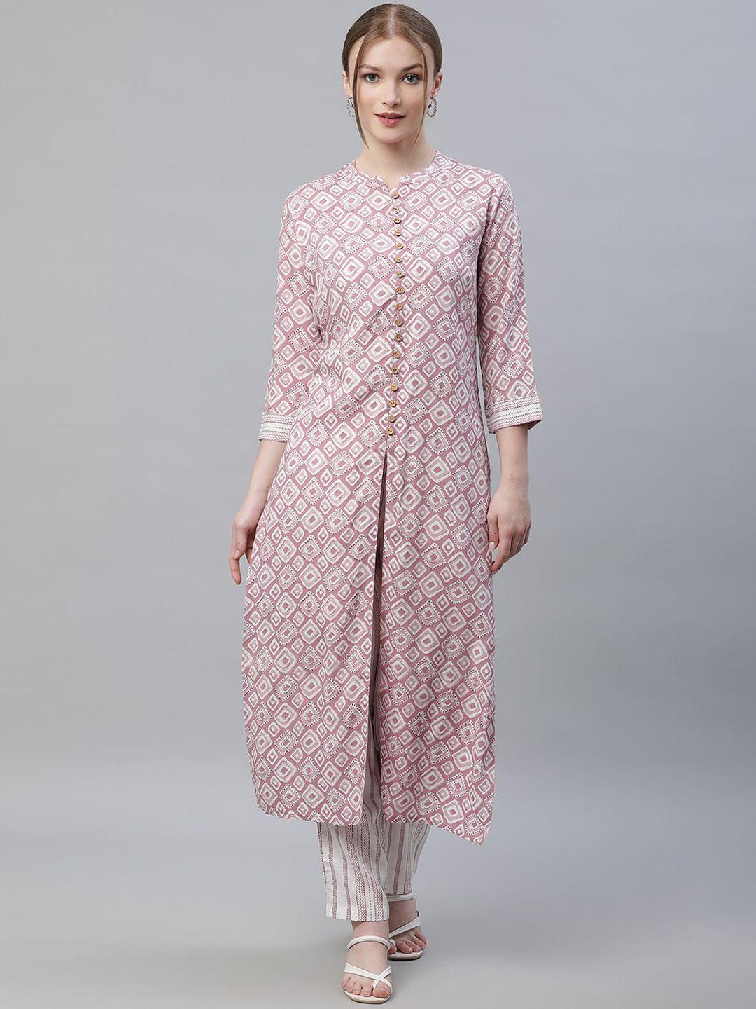 sringam geometric printed regular kurta with trousers