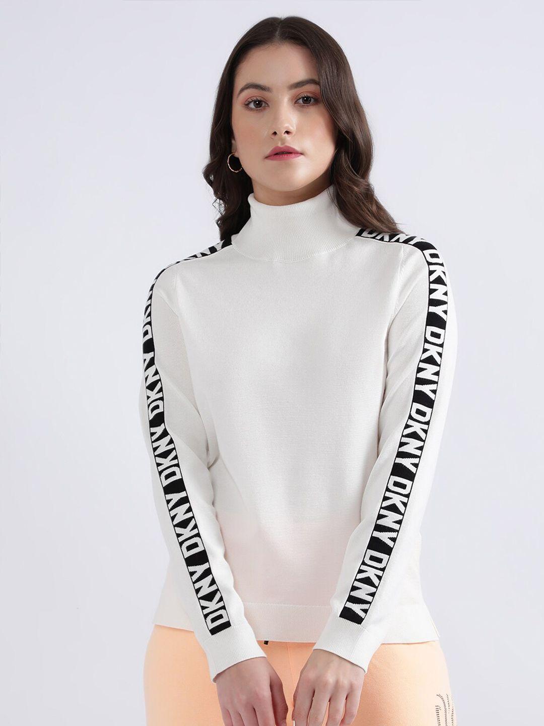 dkny printed turtle neck pullover