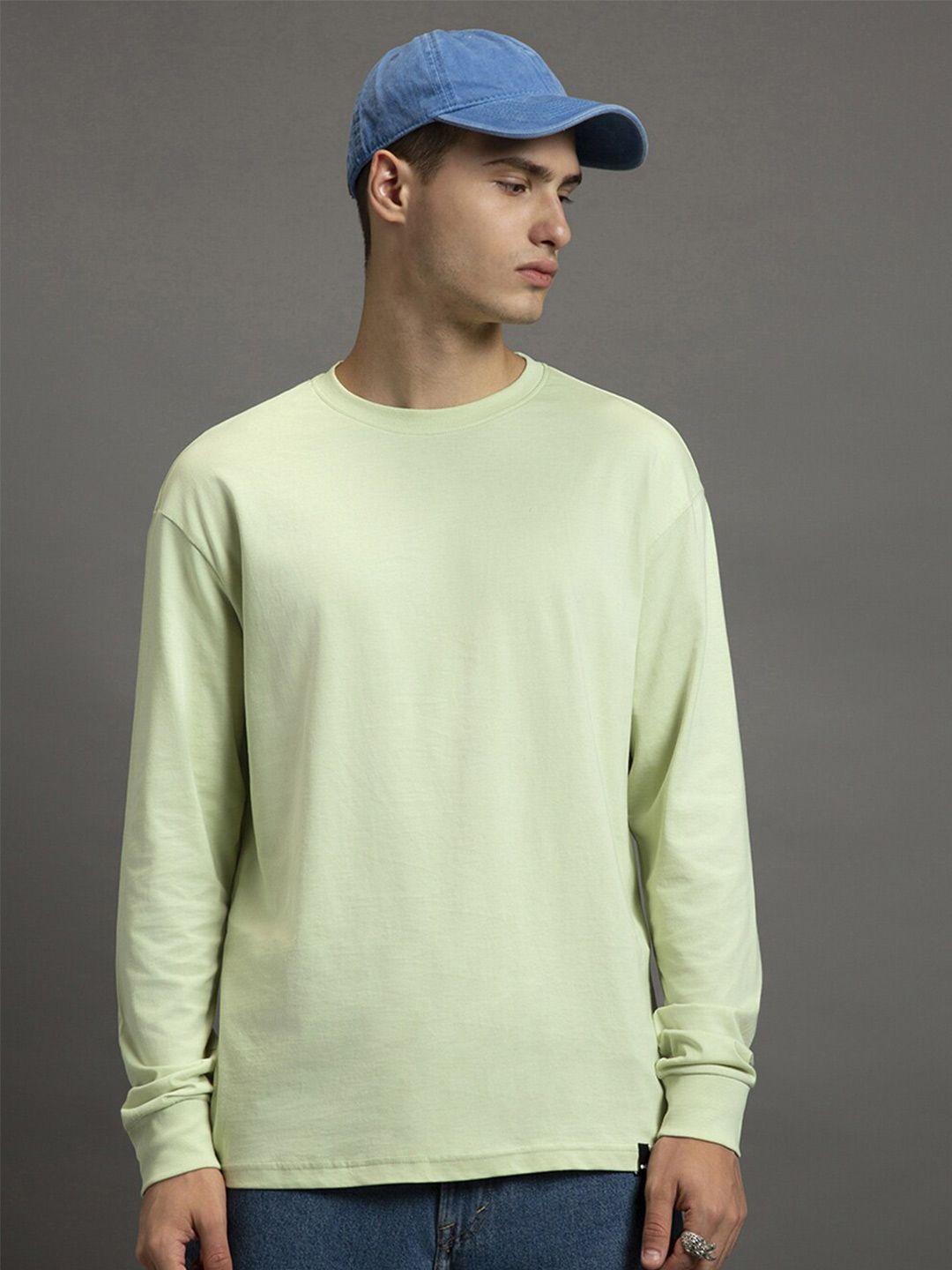 bewakoof green drop shoulder oversized cotton t-shirt