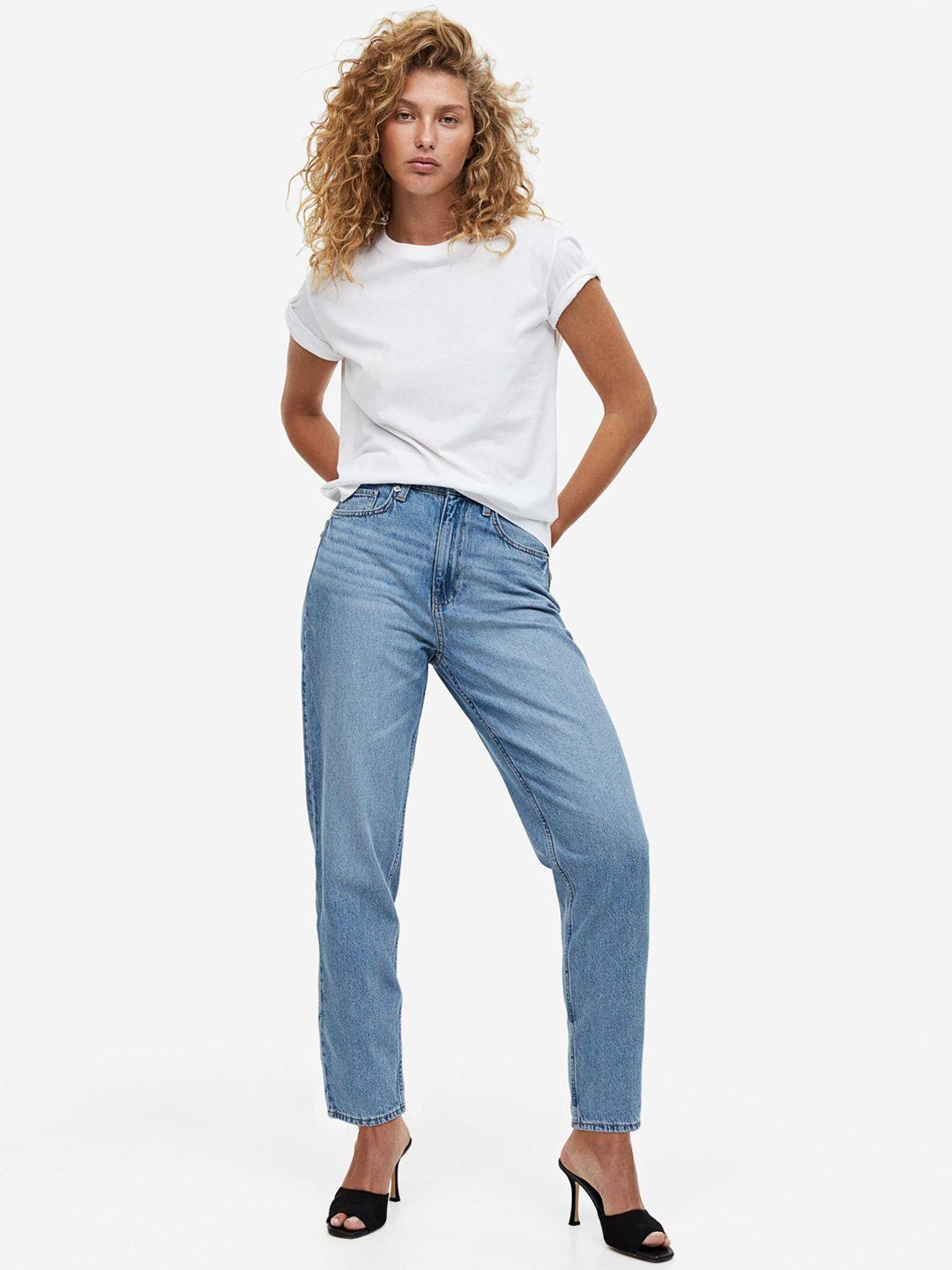 h&m women mom loose fit ultra high ankle jeans