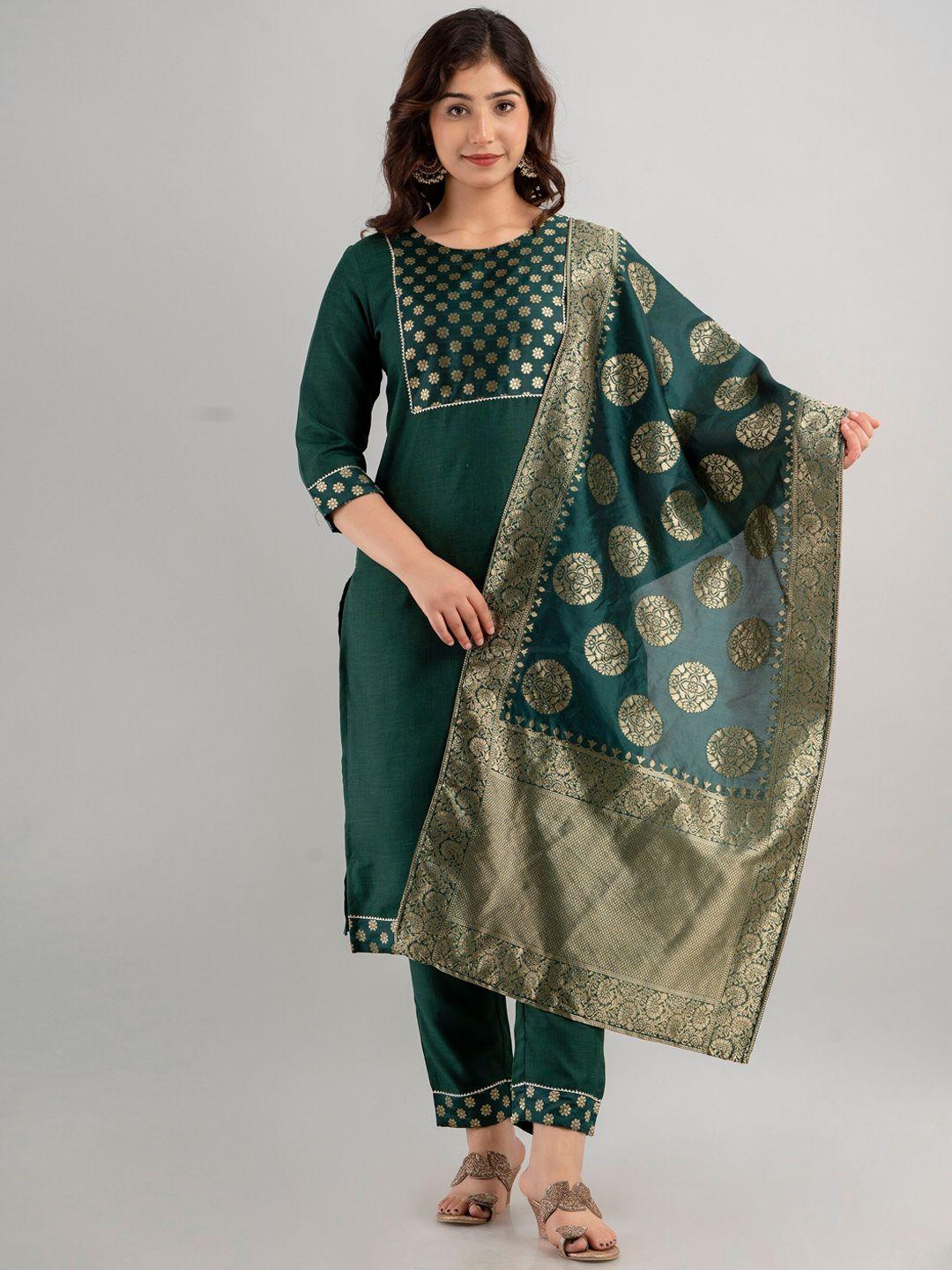 ckm women regular kurta with trousers & dupatta