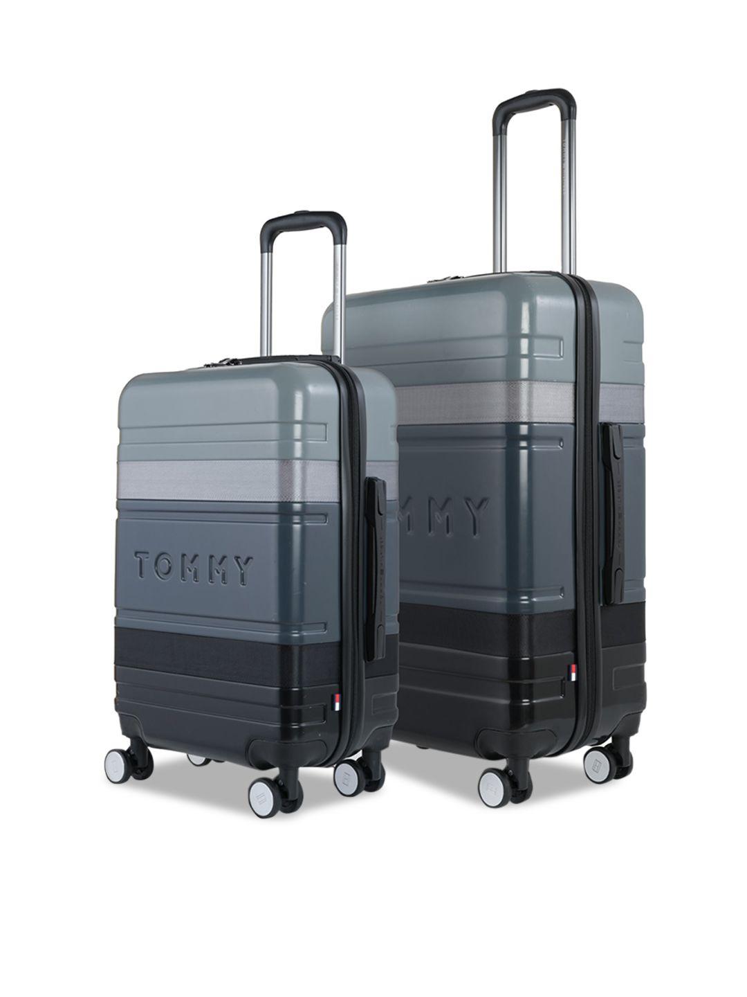 tommy hilfiger unisex set of 2 water resistant hard-sided & medium abs trolley suitcase