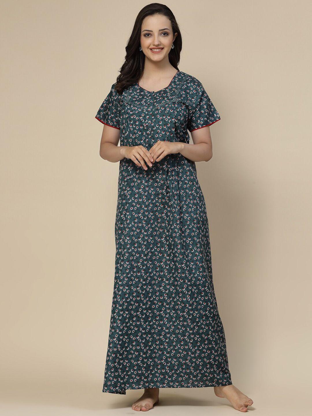 sweet dreams floral printed pure cotton maxi nightdress