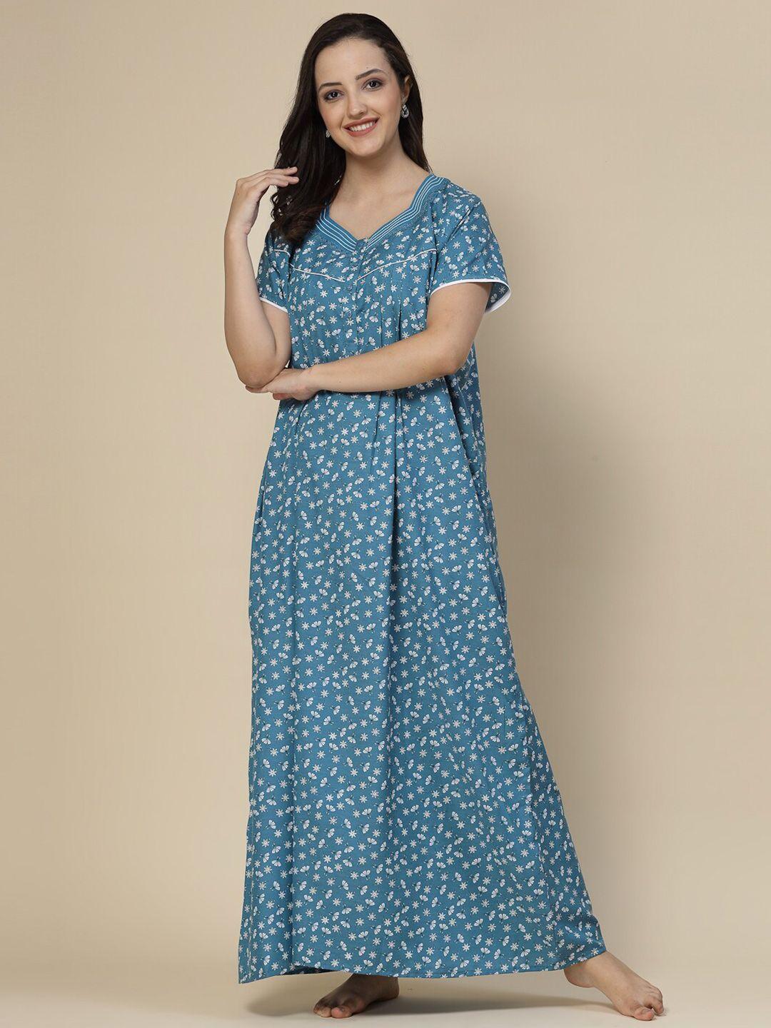 sweet dreams floral printed pure cotton maxi nightdress