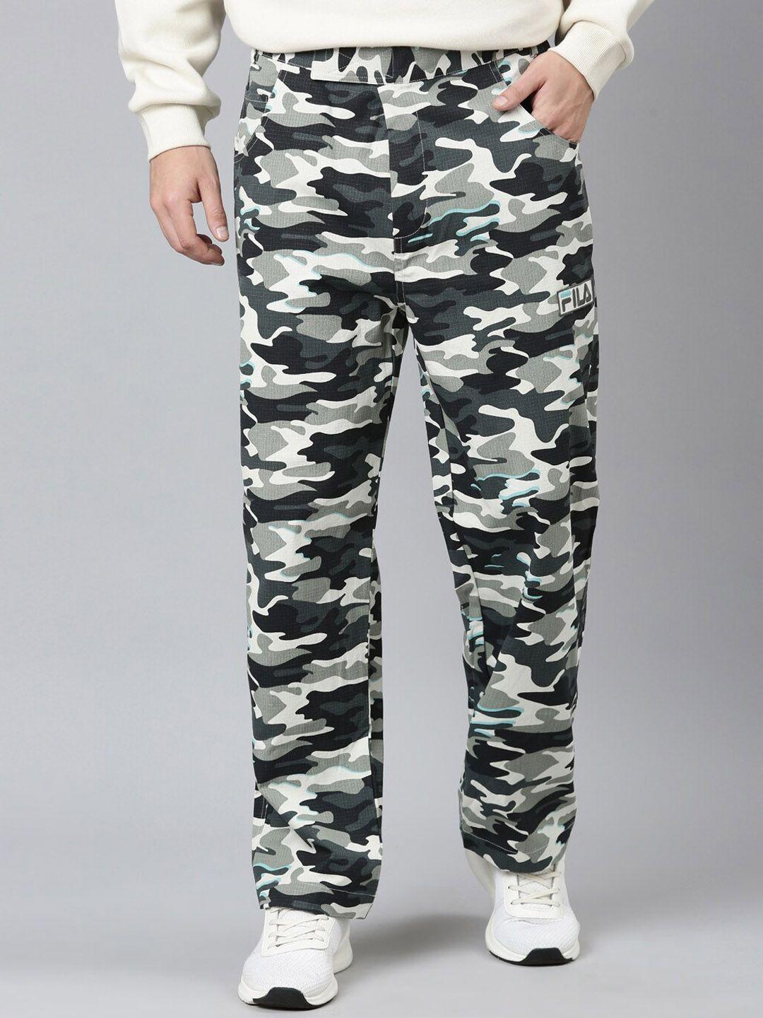 fila men camoflage printed cotton track pants