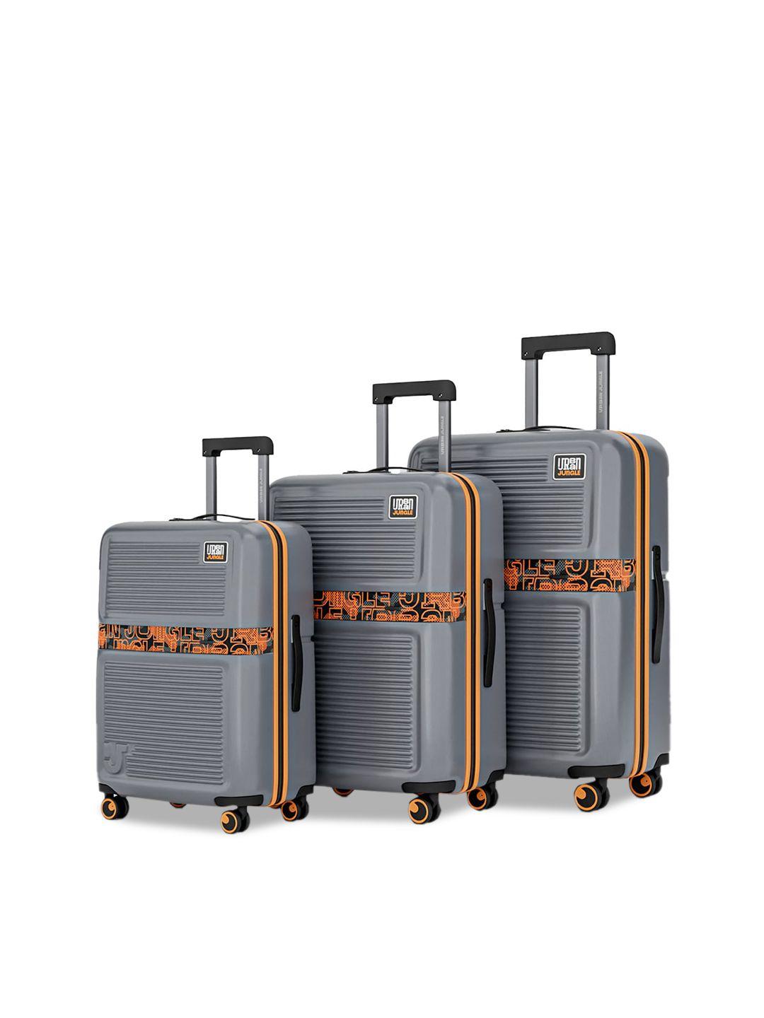 urban jungle set of 3 grey hard luggage trolley