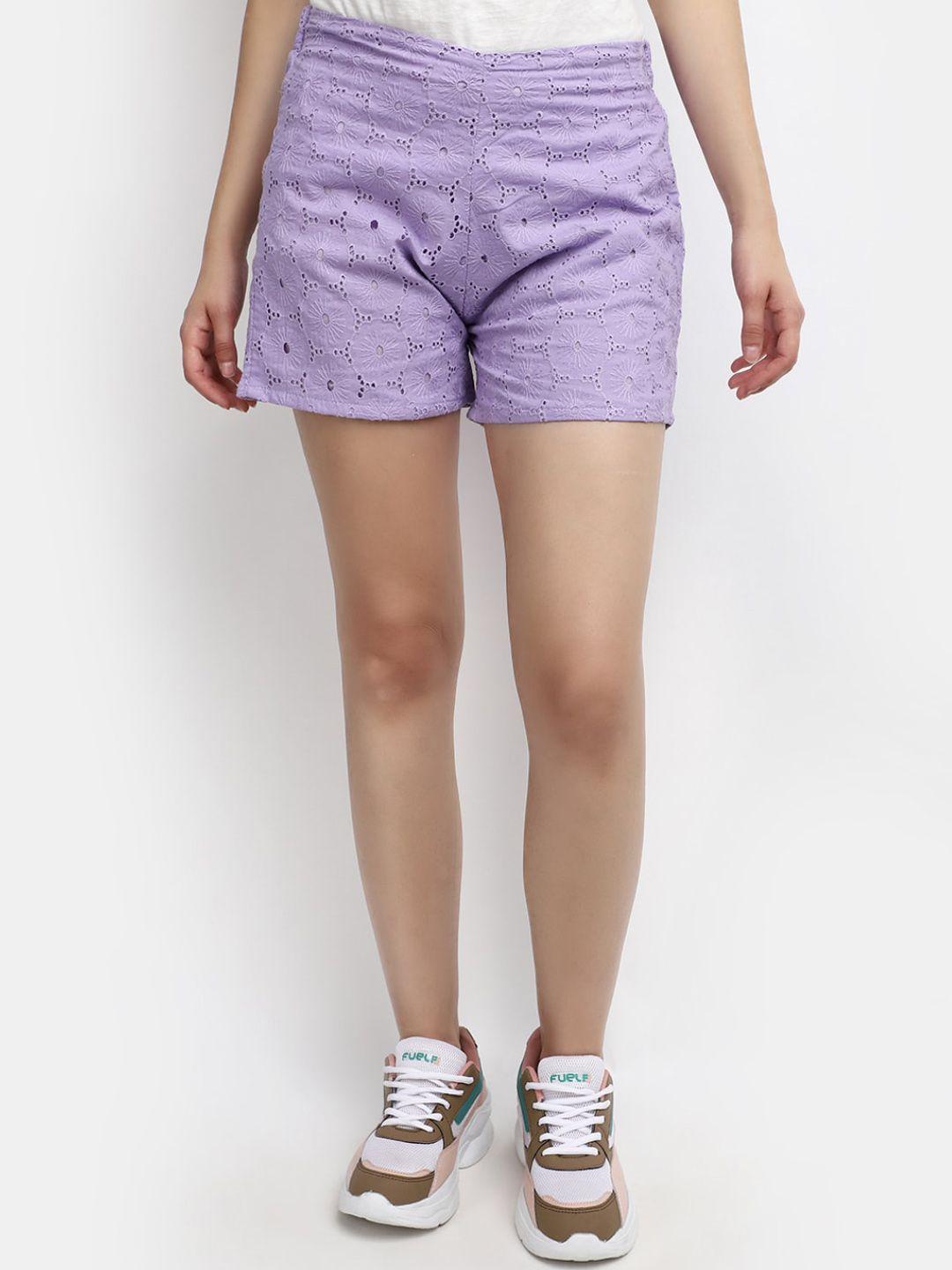 v-mart women cotton schiffli shorts