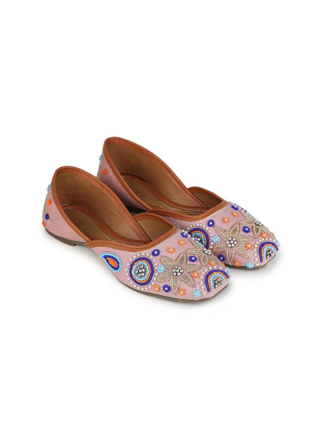 shezone women pink printed ballerinas flats