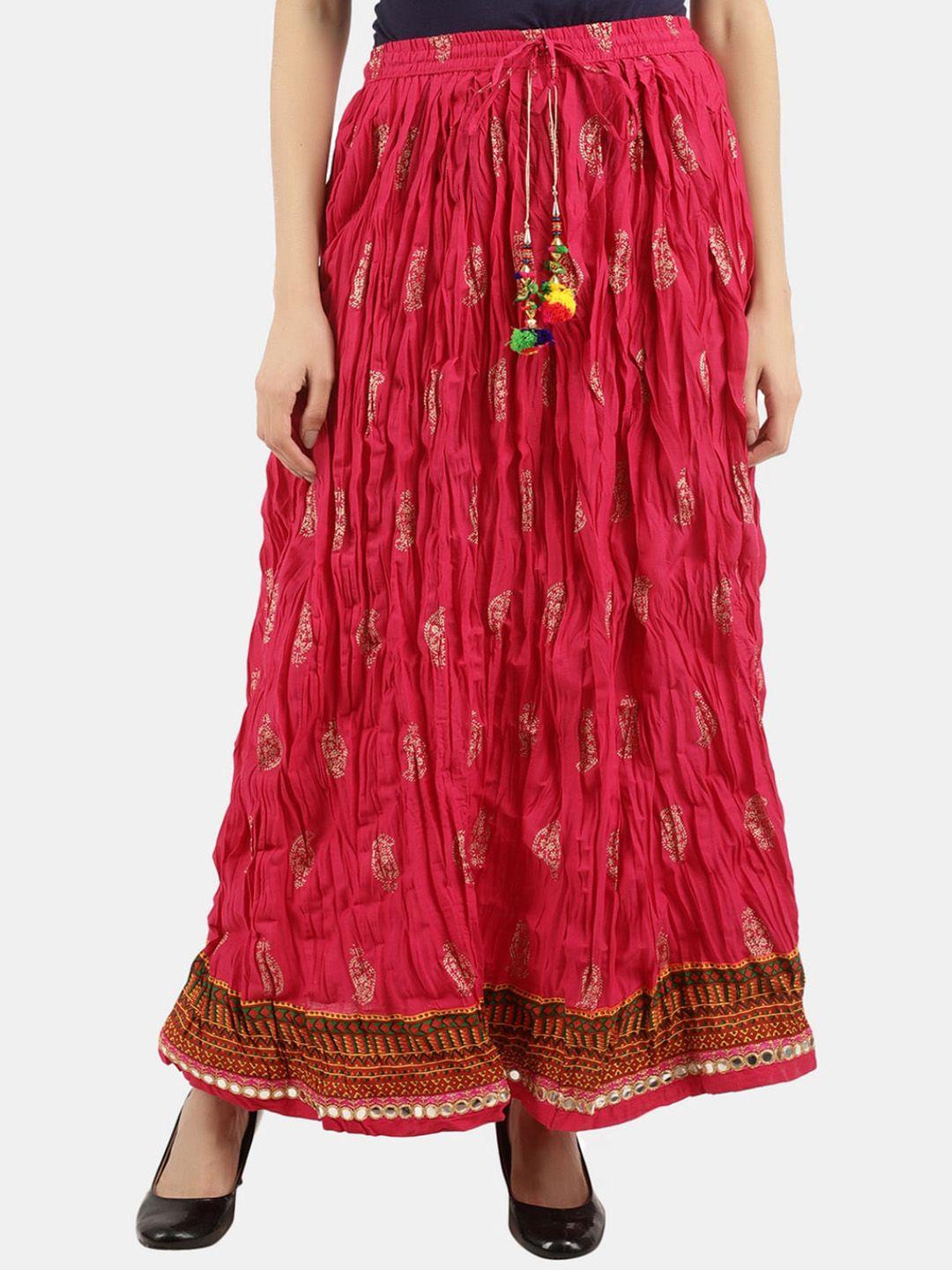 v-mart ethnic motifs printed maxi flared skirt