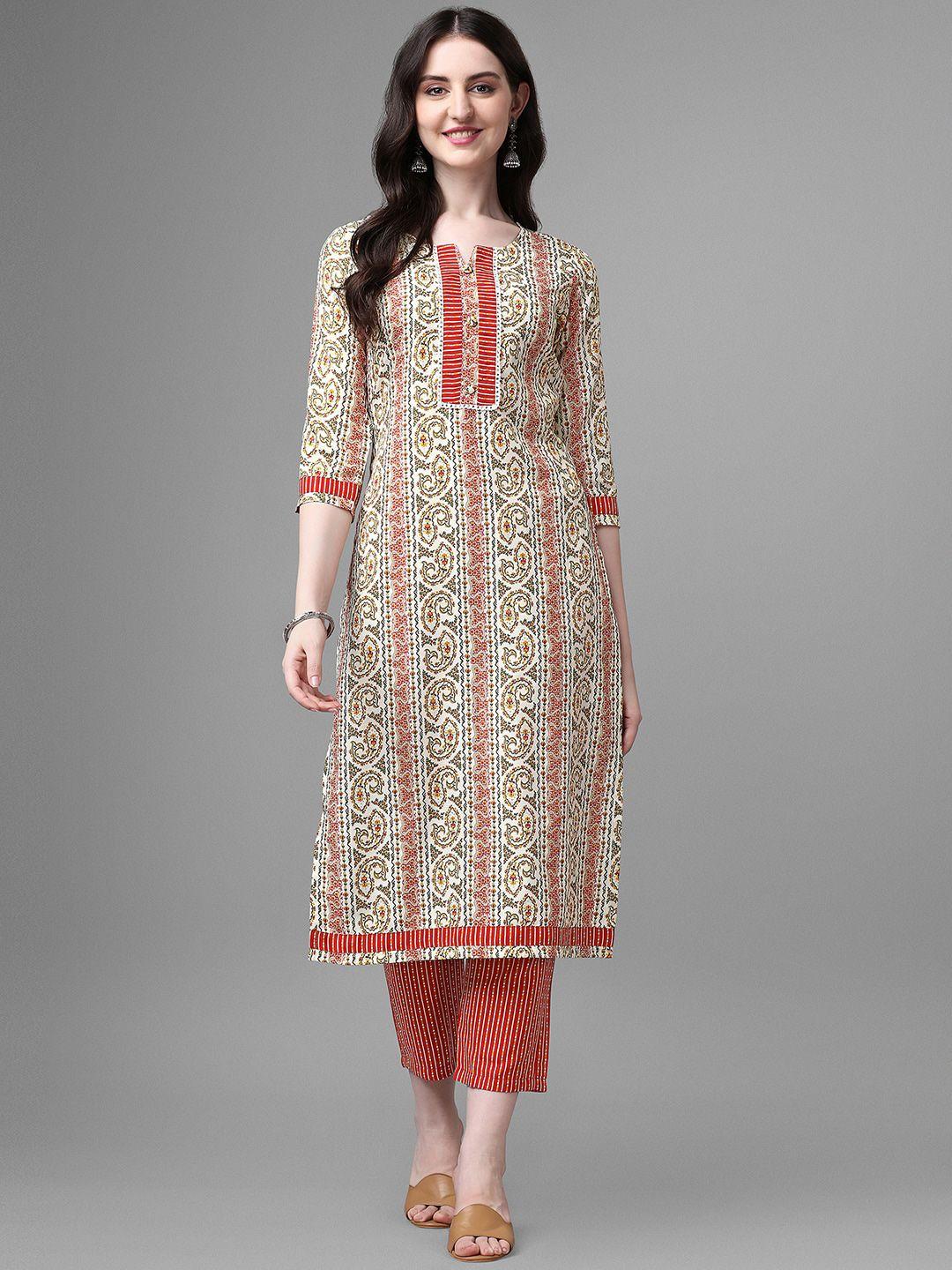 gorgone paisley printed kurta with trousers set