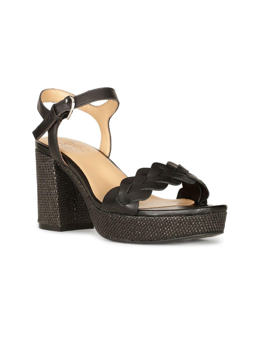 naturalizer pandora textured leather party platform heels with buckles