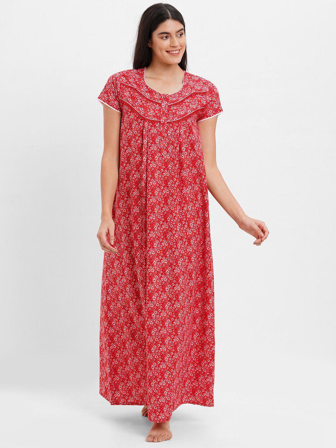 sweet dreams coral floral printed maxi nightdress