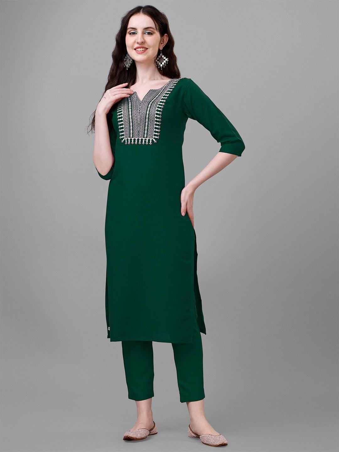 femvy ethnic motifs yoke design sequined thread work kurta