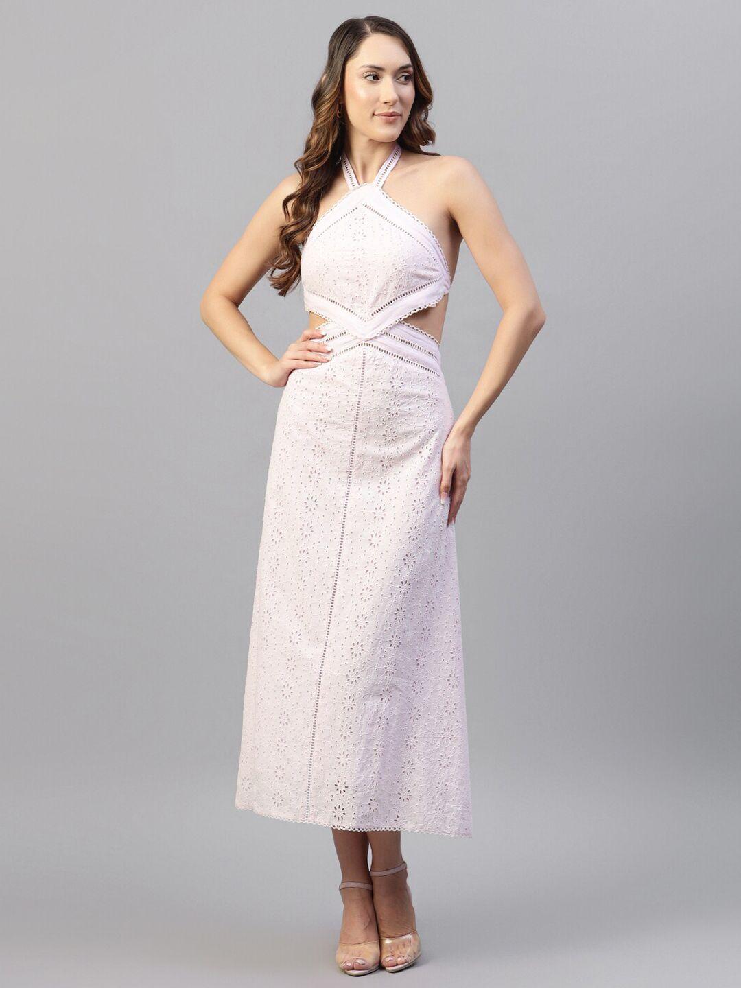 hencemade self design halter neck cotton maxi dress