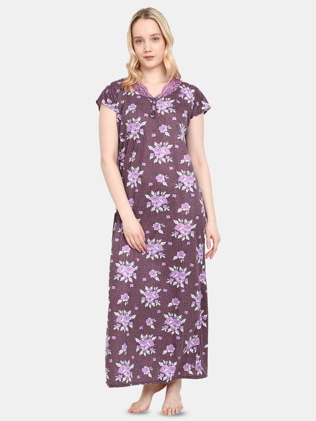 v-mart floral printed pure cotton maxi nightdress