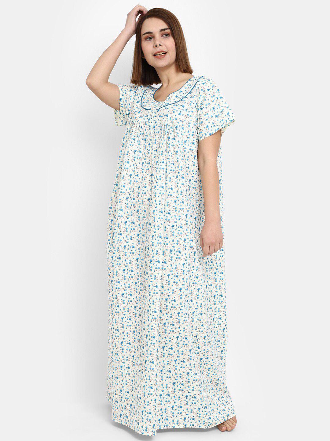 v-mart floral printed pure cotton maxi nightdress