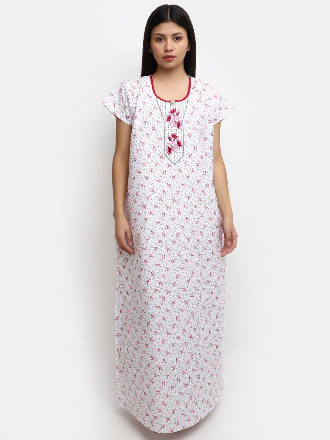 v-mart floral printed pure cotton maxi nightdress