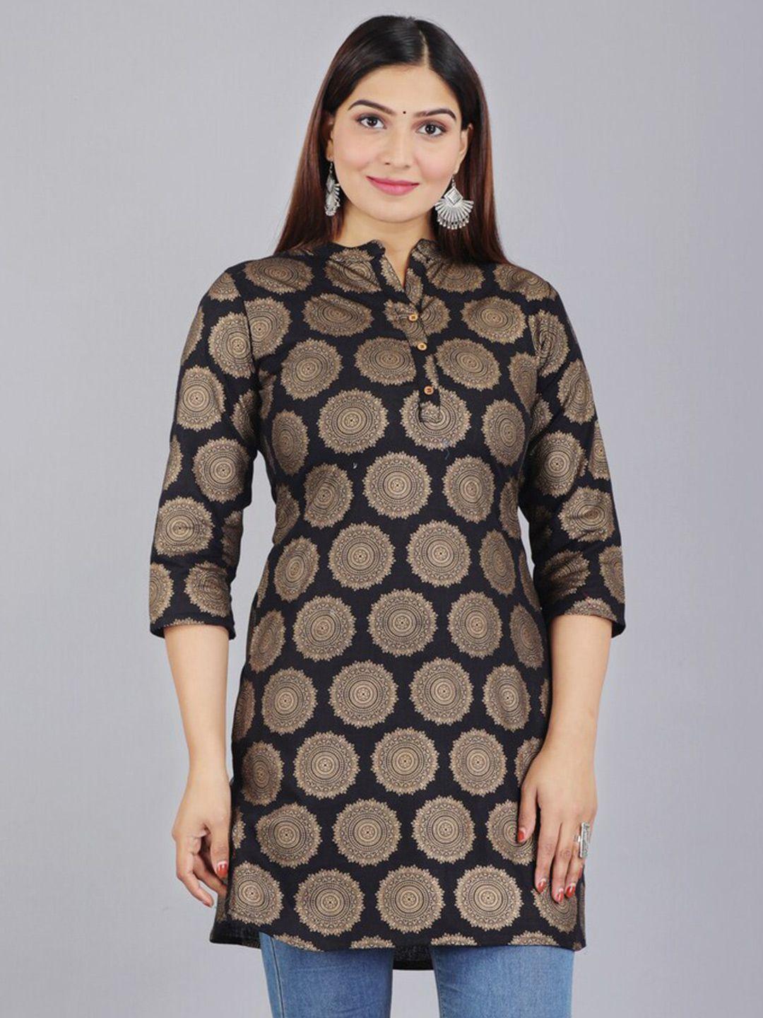 kalini ethnic motifs printed mandarin collar pure cotton pathani kurti