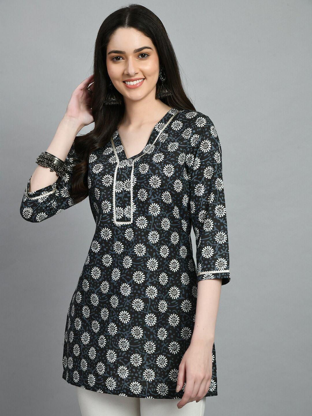 kalini ethnic motifs printed pure cotton straight kurti