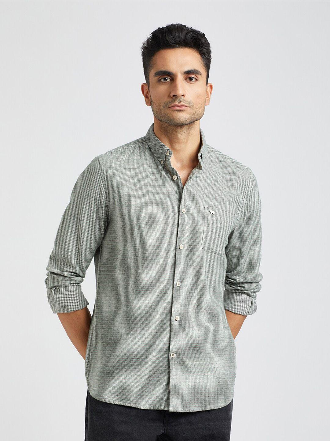 the bear house micro checked slim fit pure cotton casual shirt