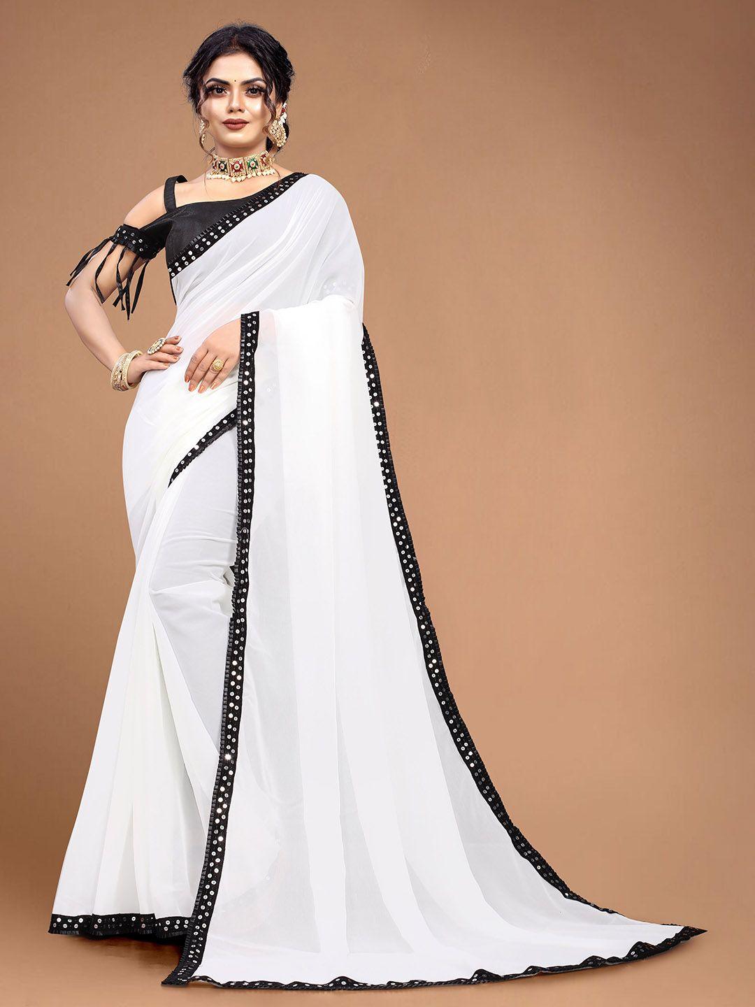 magmina sequinned embellished border pure georgette saree