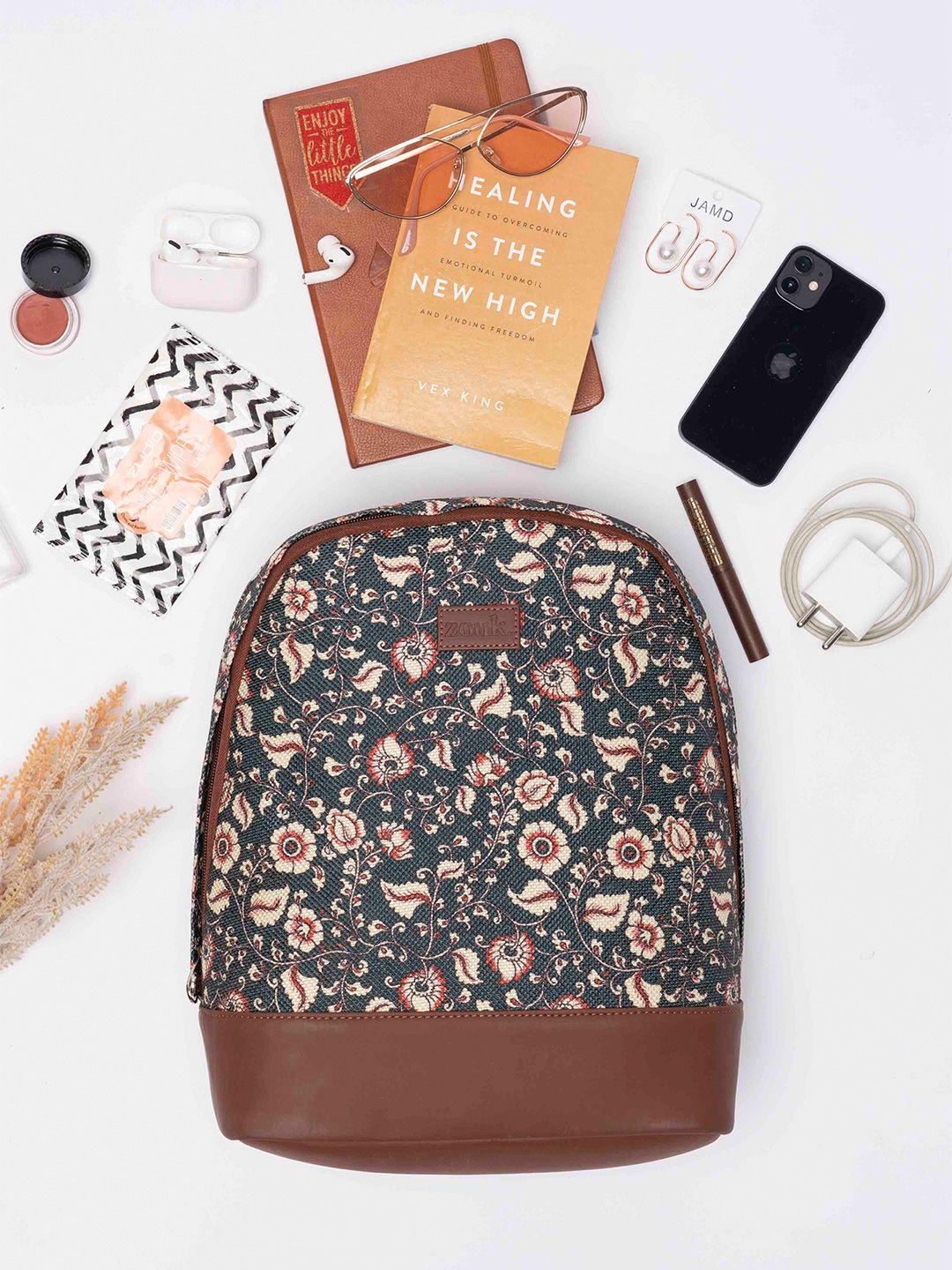 zouk women kalamkari printed backpack