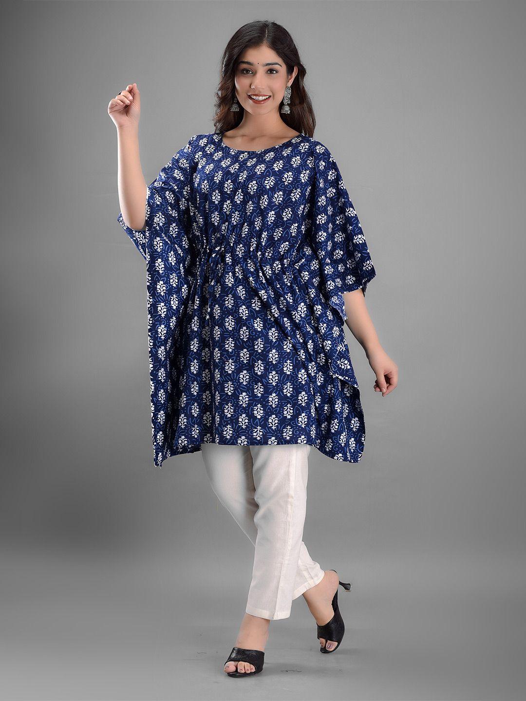 kalini ethnic motifs printed cotton kaftan dress