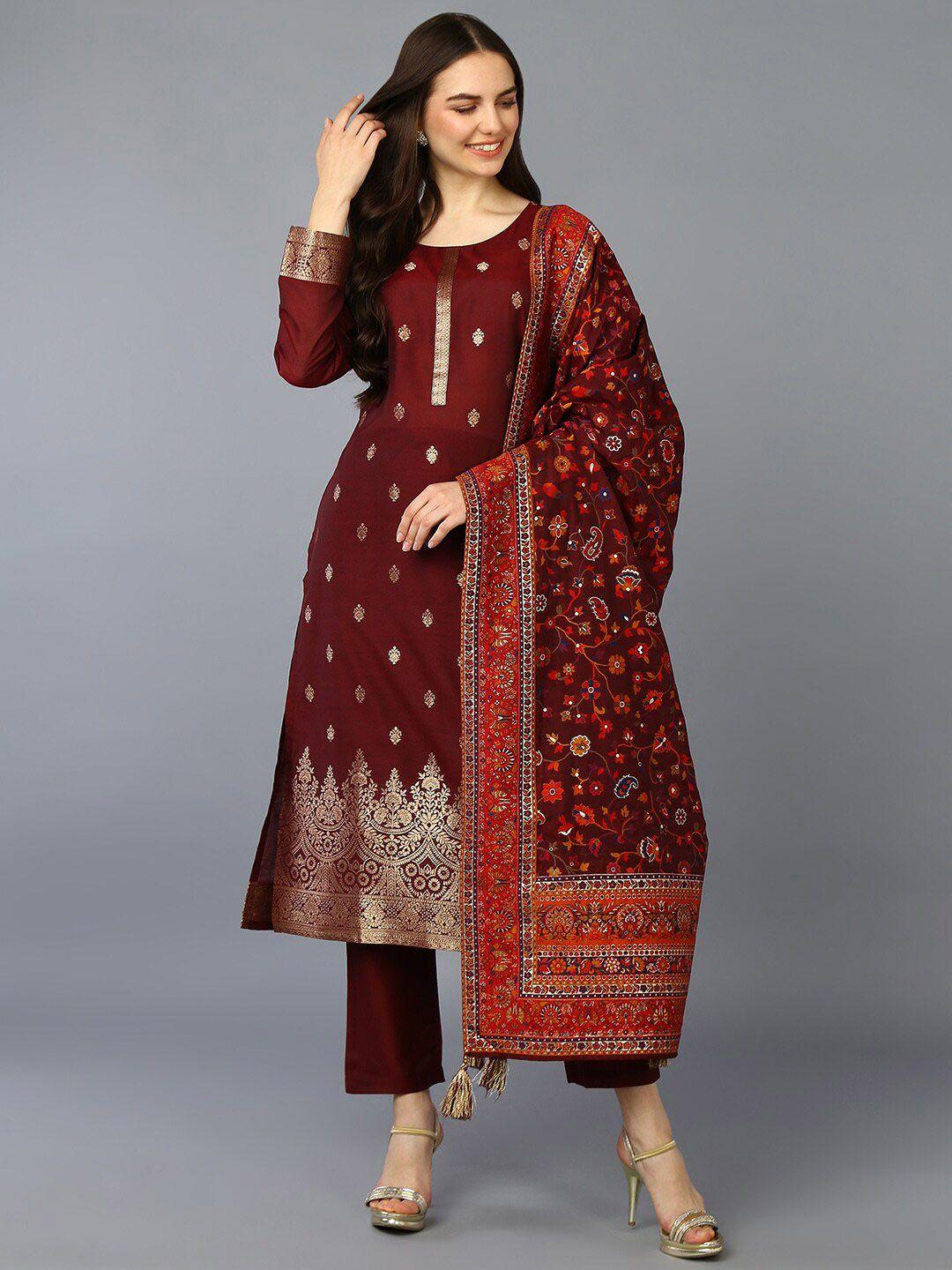 ahika ethnic motifs woven design kurta with trousers & dupatta