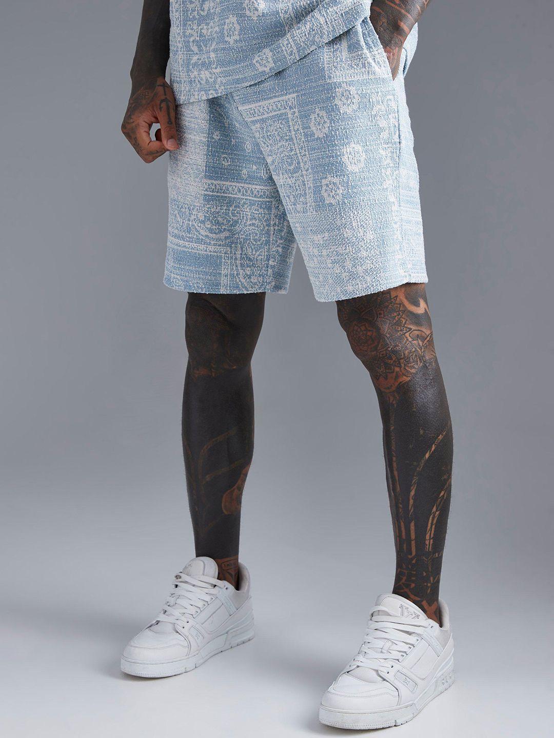 boohooman self design jacquard bandana relax shorts